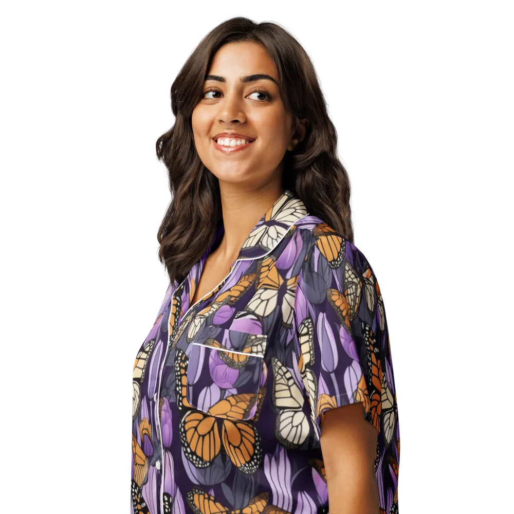 Monarch Nocturne on Women's Short Sleeve Pajama Top — Left Front