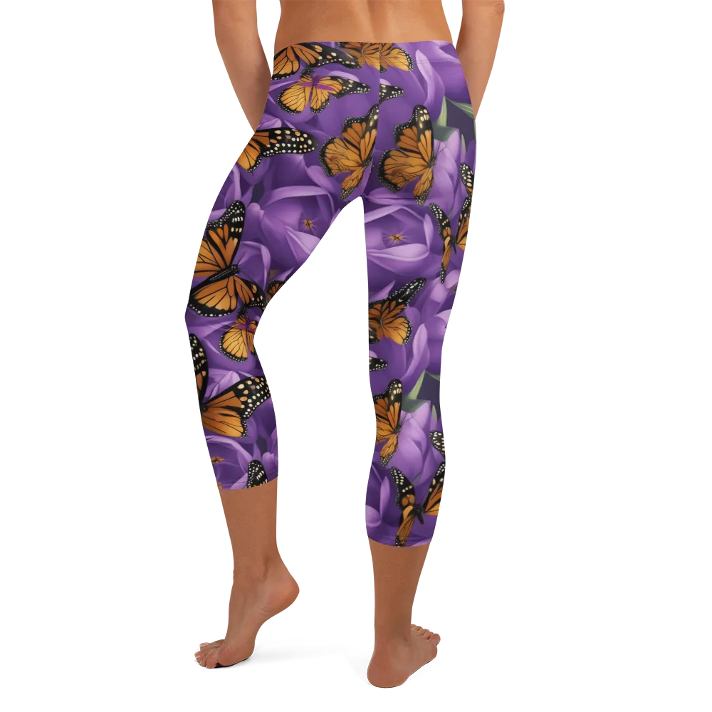 Monarch Violet on Capri Leggings — Back