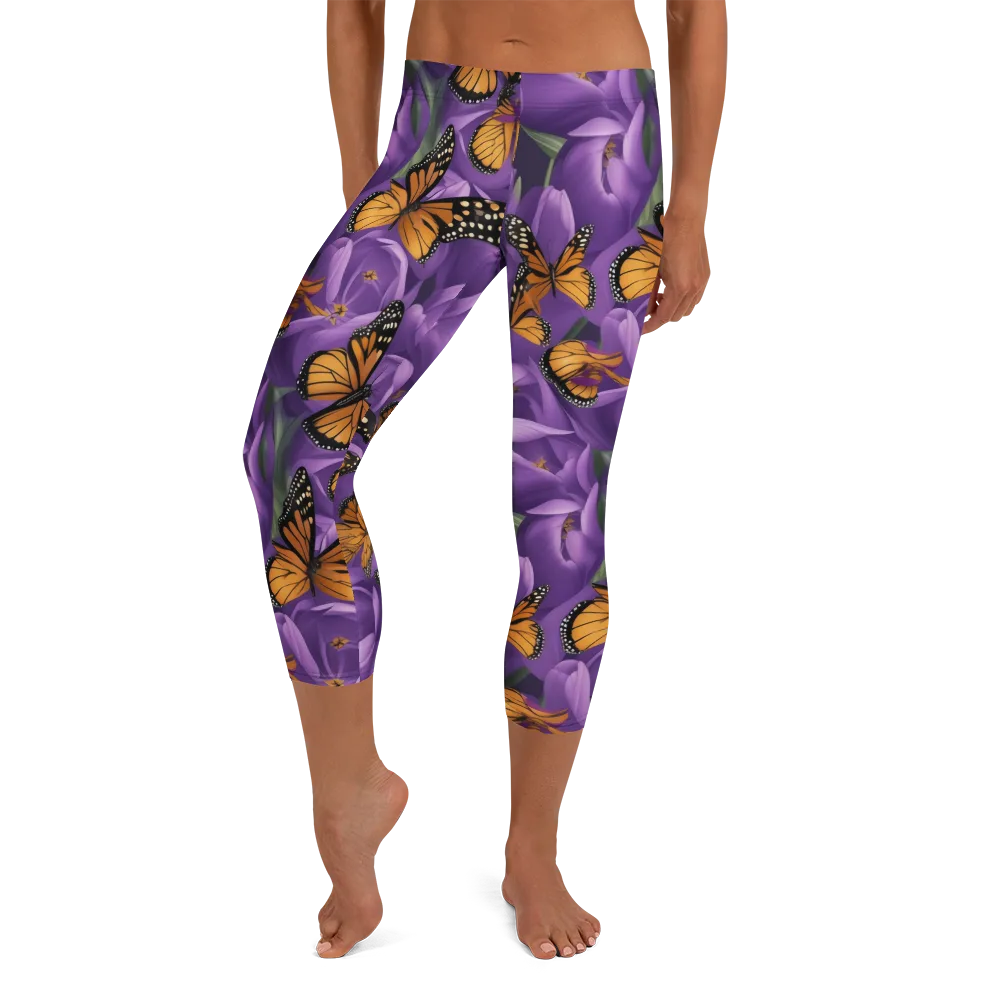 Monarch Violet on Capri Leggings — Front
