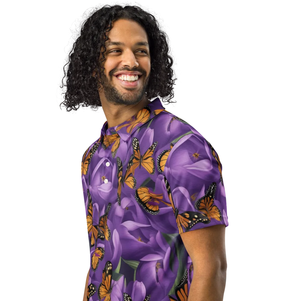 Monarch Violet on Men's Slim Fit Polo Shirt — Left Front