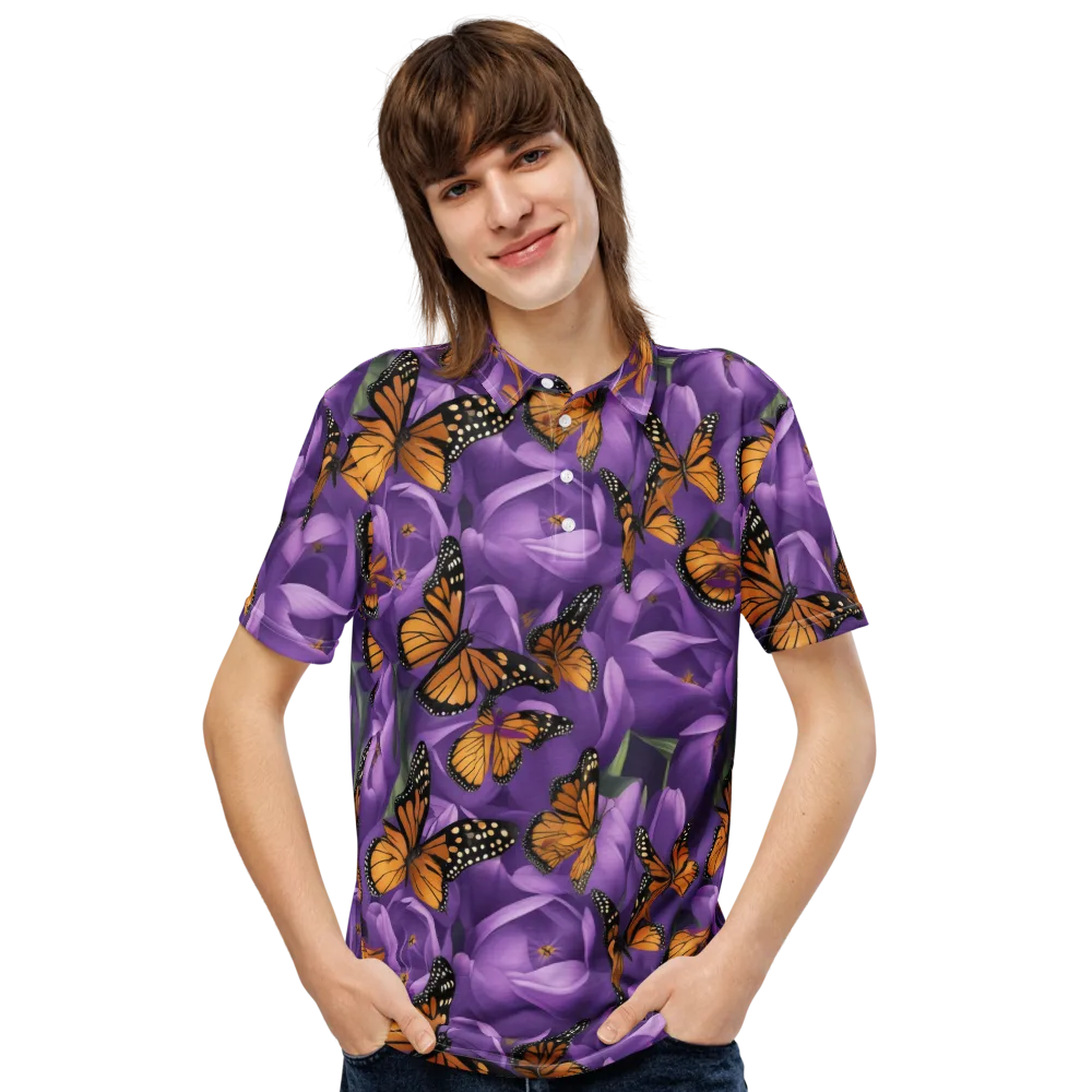 Monarch Violet on Men's Slim Fit Polo Shirt — Front
