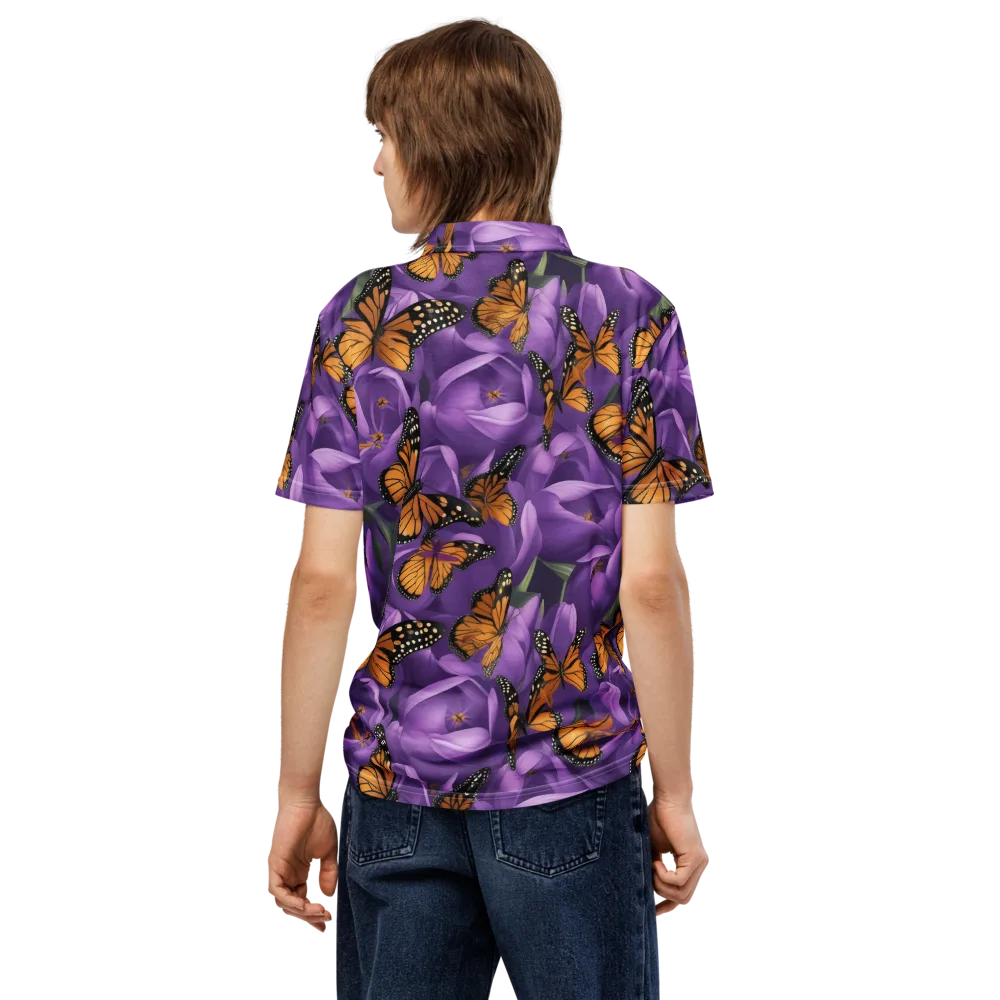 Monarch Violet on Men's Slim Fit Polo Shirt — Back