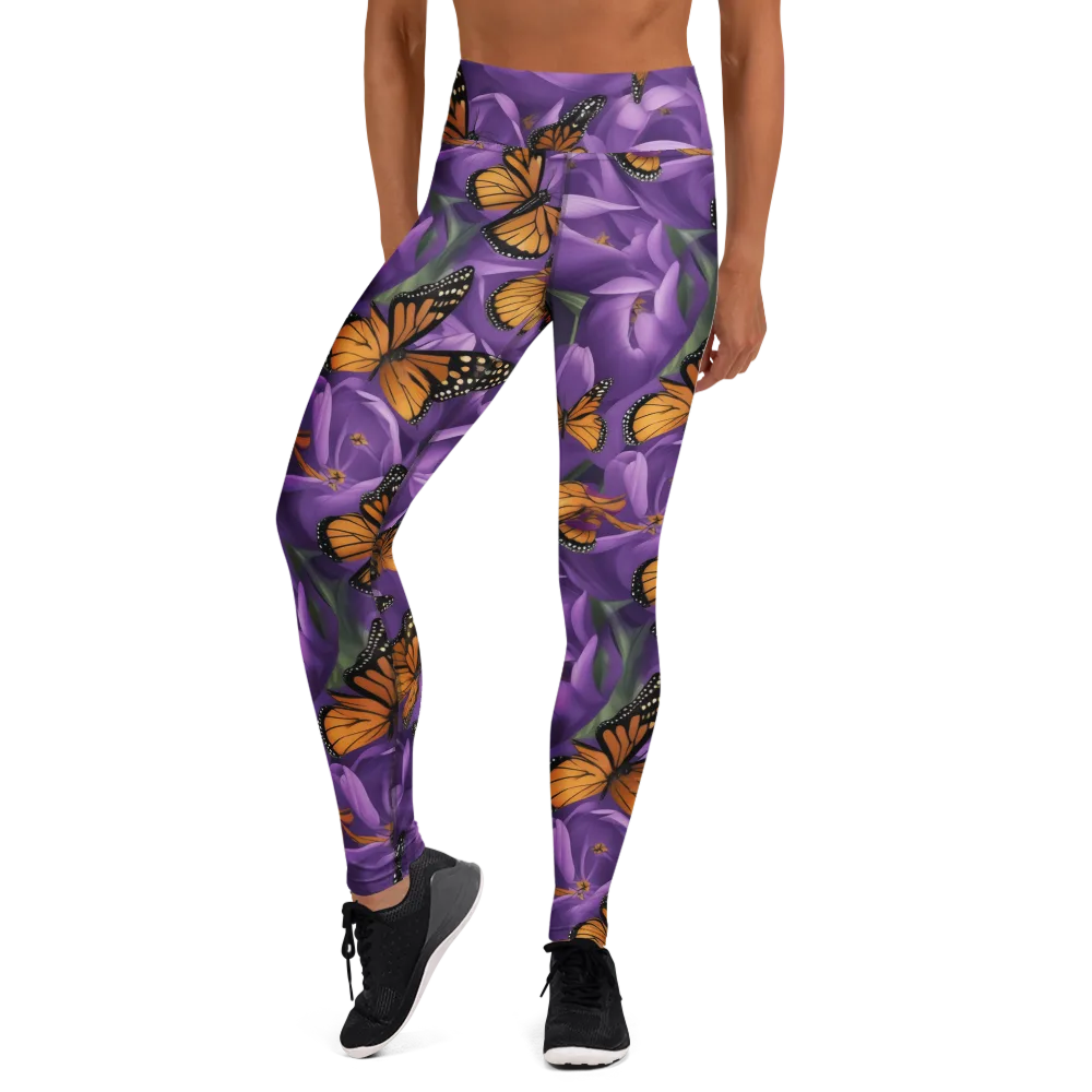 Monarch Violet on Yoga Leggings — Front