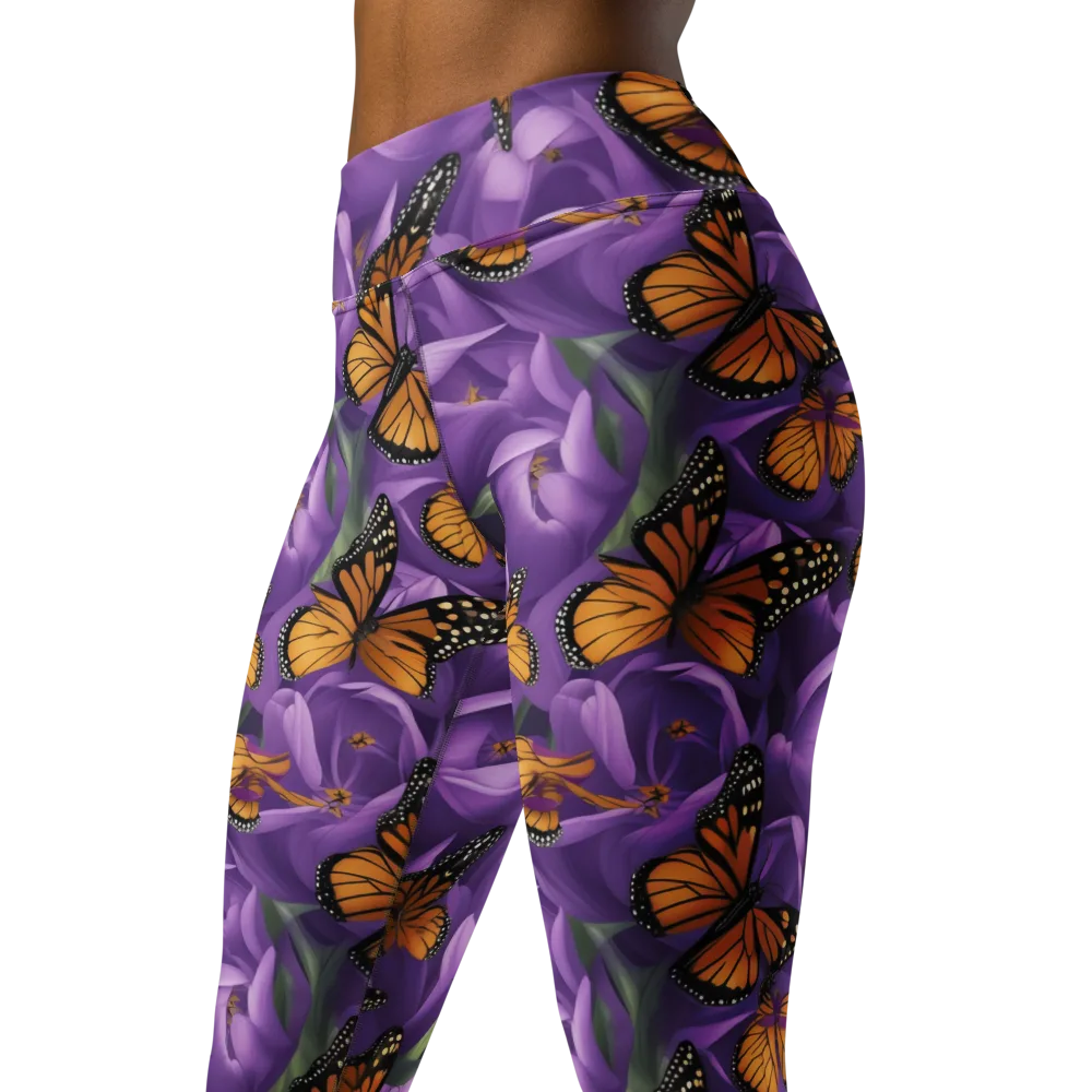 Monarch Violet on Yoga Leggings — Left Front
