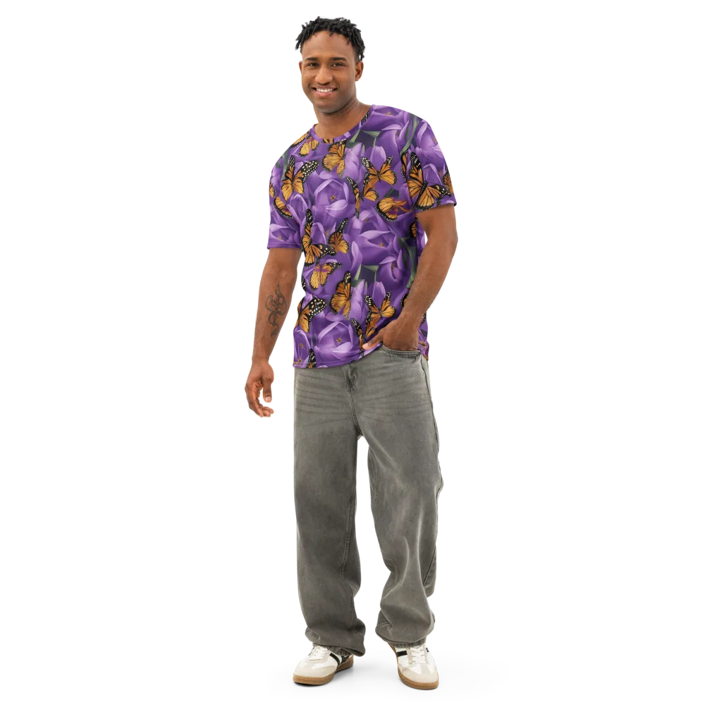 Monarch Violet on Men's Cotton Crew Neck T-Shirt — Front