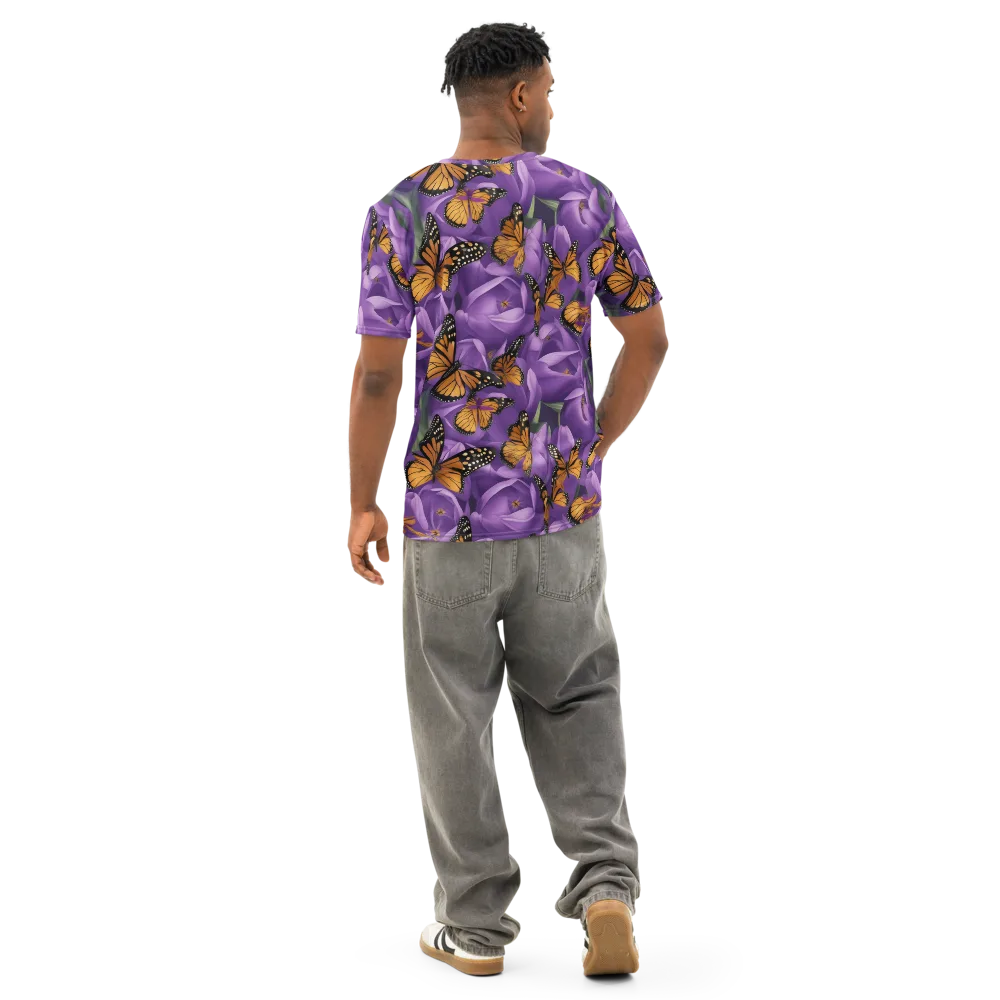 Monarch Violet on Men's Cotton Crew Neck T-Shirt — Back