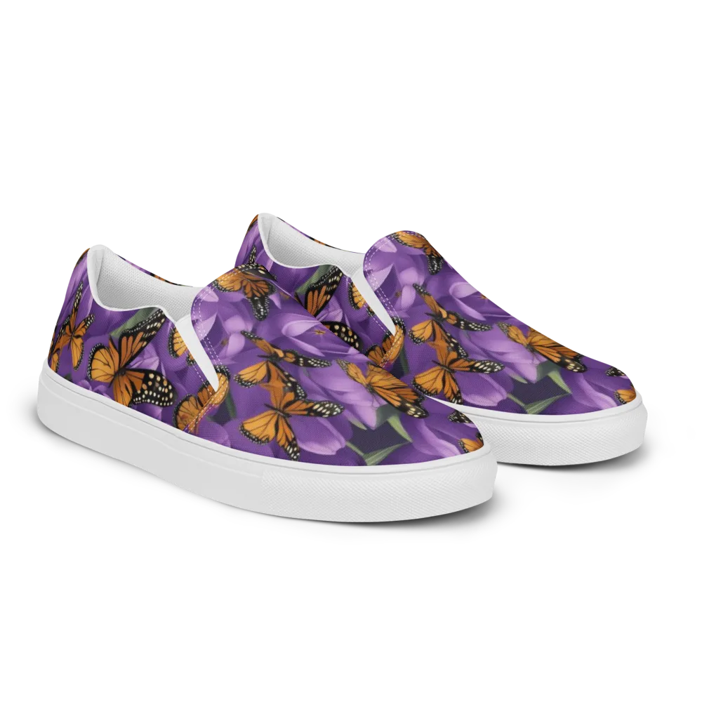 Monarch Violet on Men's Slip-On Canvas Shoes — Right Front