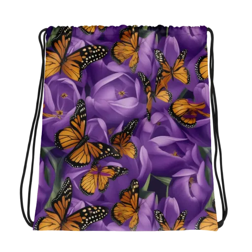 Monarch Violet on a Drawstring Bag