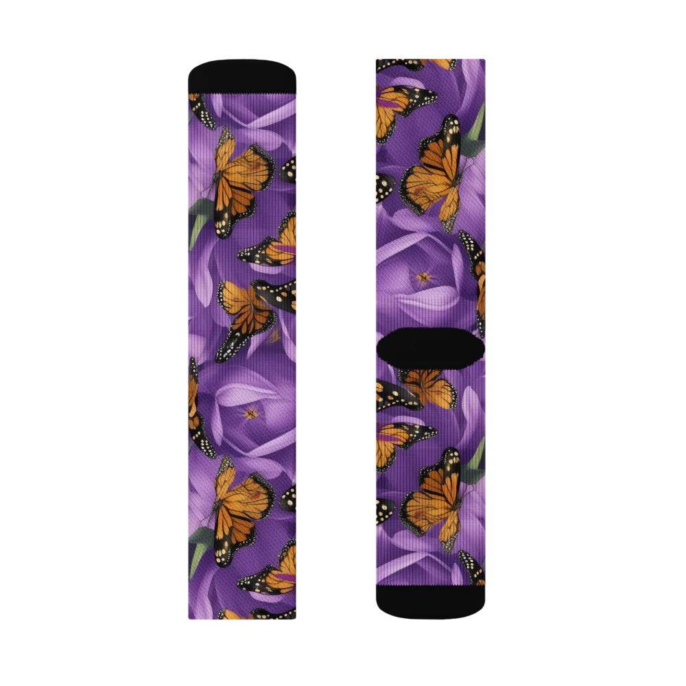 Monarch Violet on Socks — Left Sock