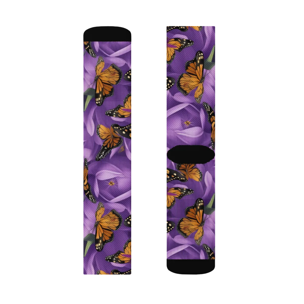 Monarch Violet on Socks — Right Sock