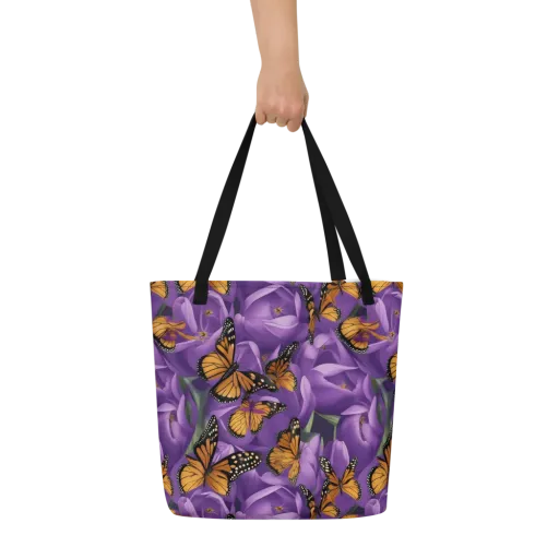 Monarch Violet on a Large Tote Bag W/ Pocket