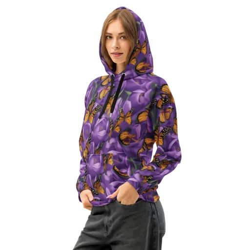 Monarch Violet on a Cotton Hoodie