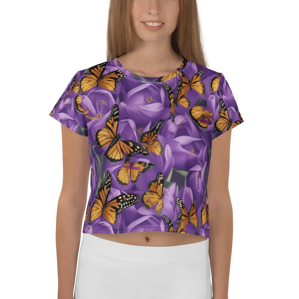 Monarch Violet on Crop Tee — Front