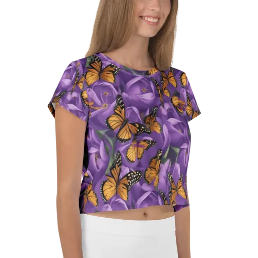 Monarch Violet on a Crop Tee