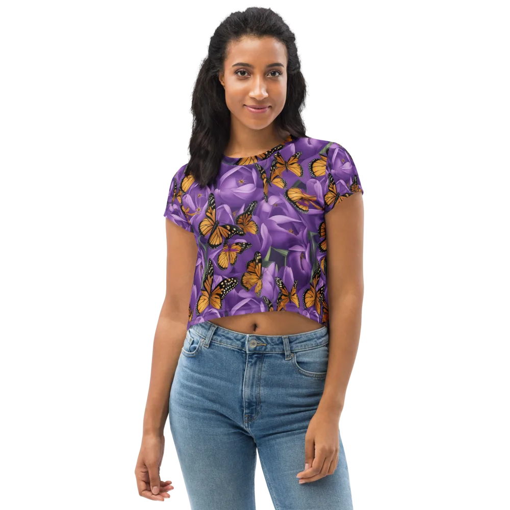 Monarch Violet on Crop Tee — Front