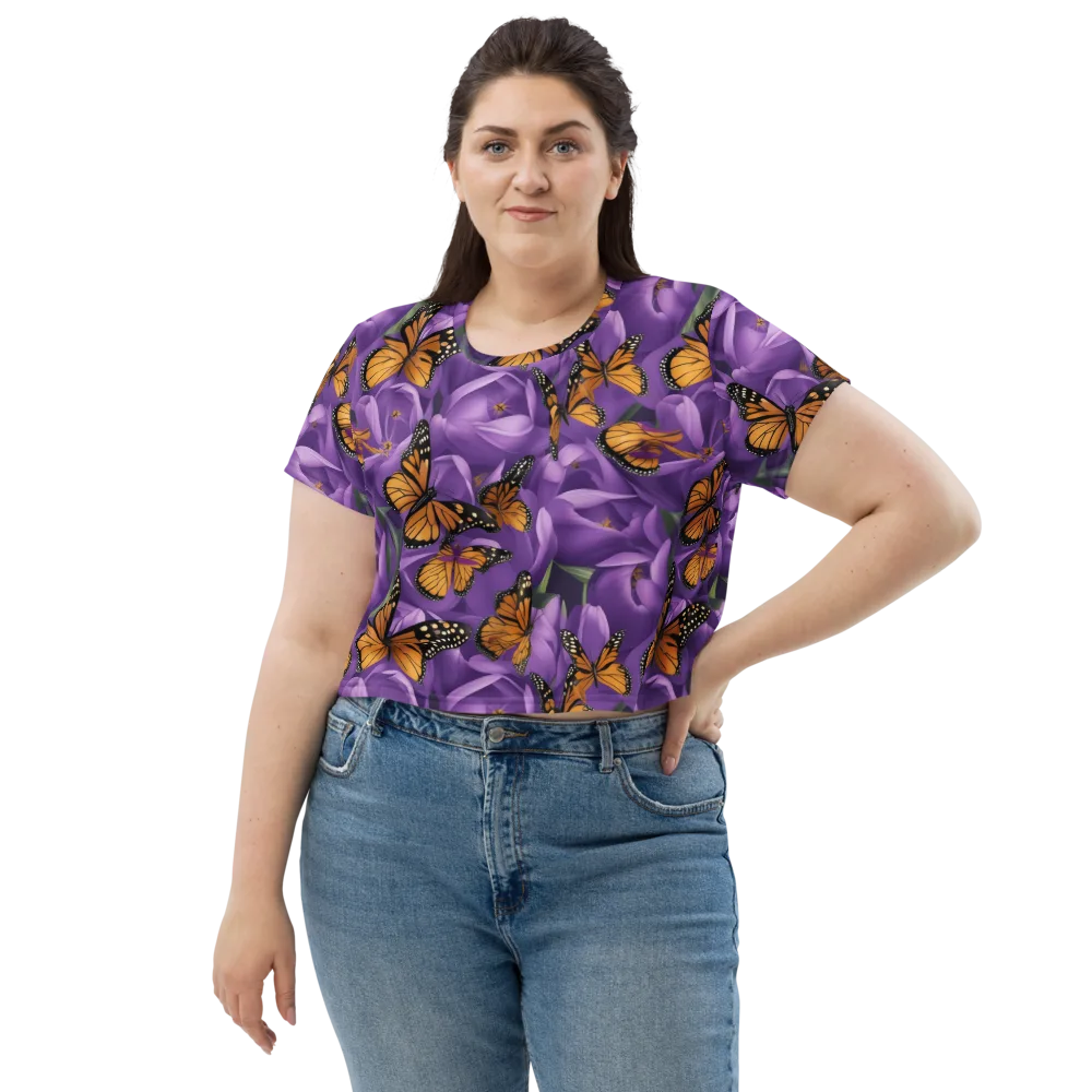 Monarch Violet on Crop Tee — Front