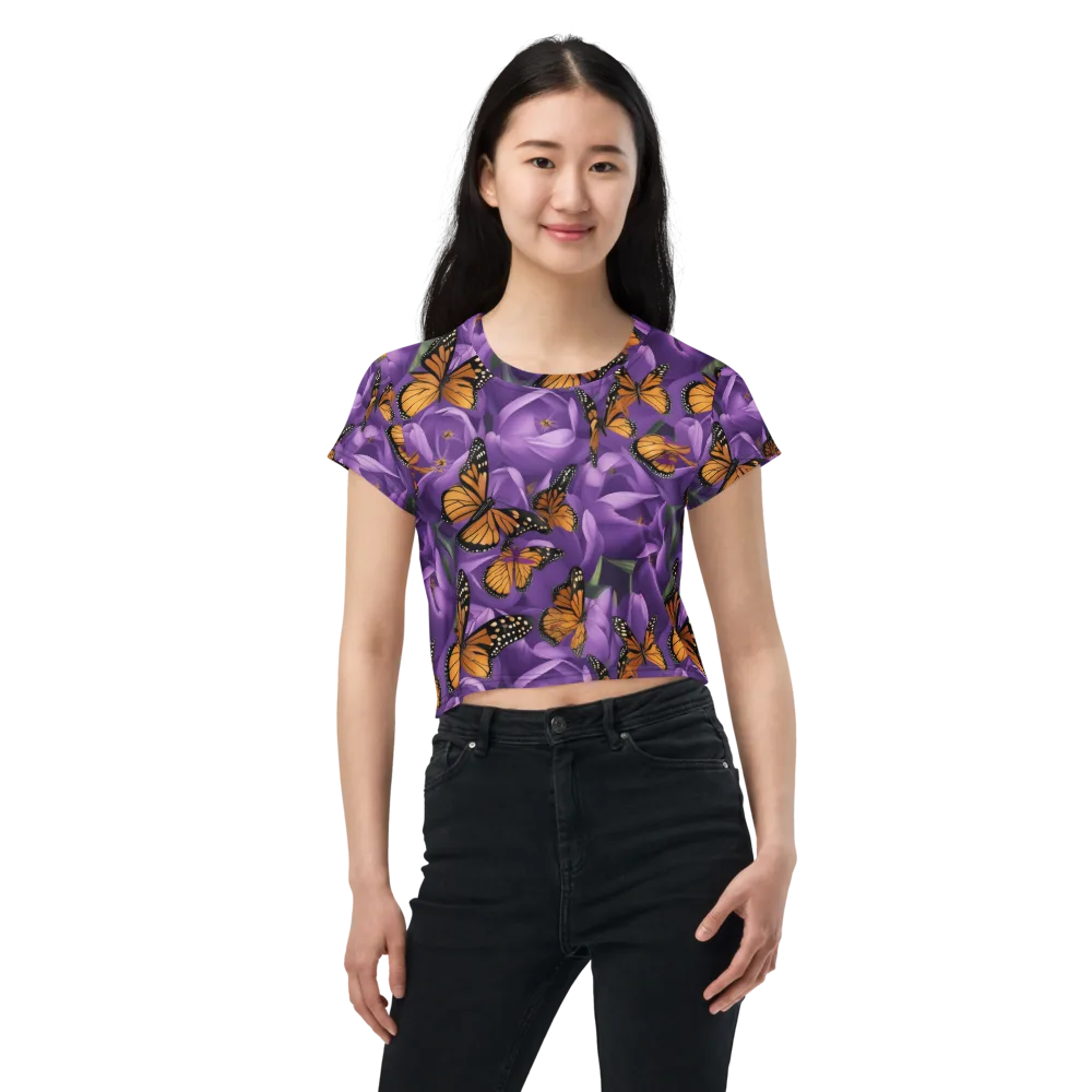 Monarch Violet on Crop Tee — Front
