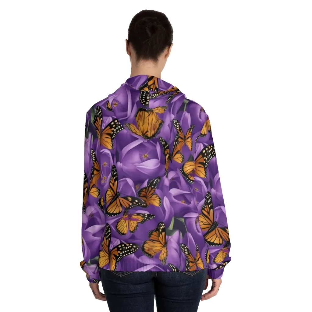 Monarch Violet on Women's Full-Zip Hoodie — Back On Person