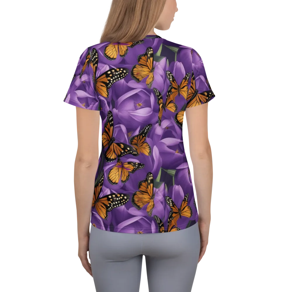 Monarch Violet on Women's Athletic T-Shirt — Back