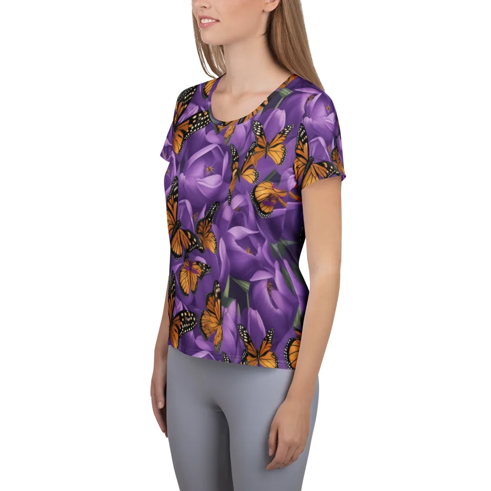 Monarch Violet on Women's Athletic T-Shirt — Left