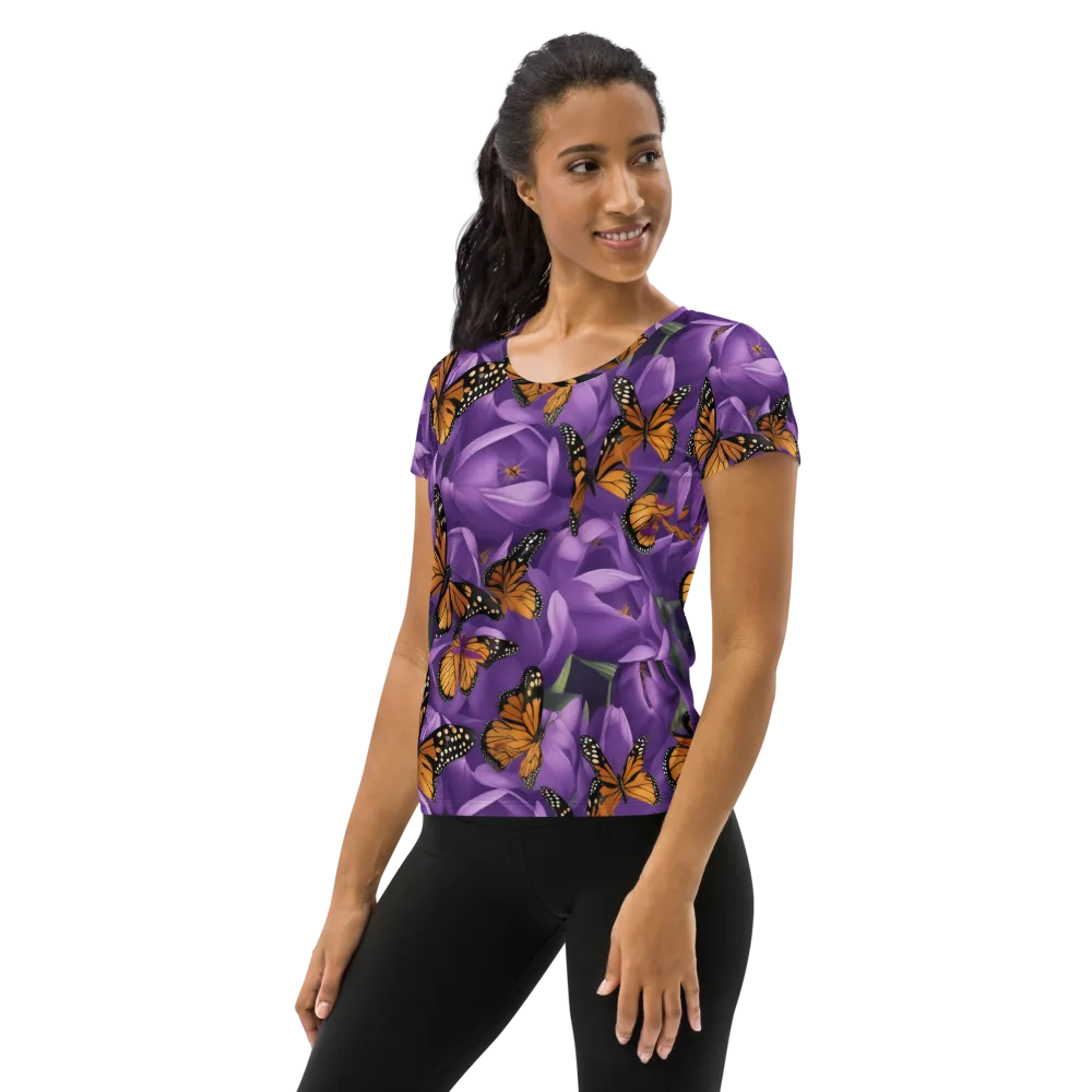 Monarch Violet on Women's Athletic T-Shirt — Left