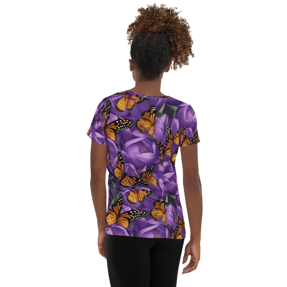 Monarch Violet on Women's Athletic T-Shirt — Back