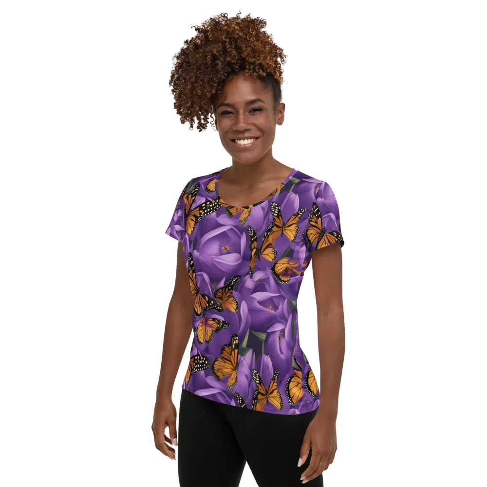 Monarch Violet on Women's Athletic T-Shirt — Left
