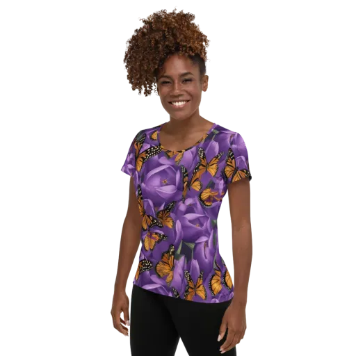 Monarch Violet on a Women's Athletic T-Shirt
