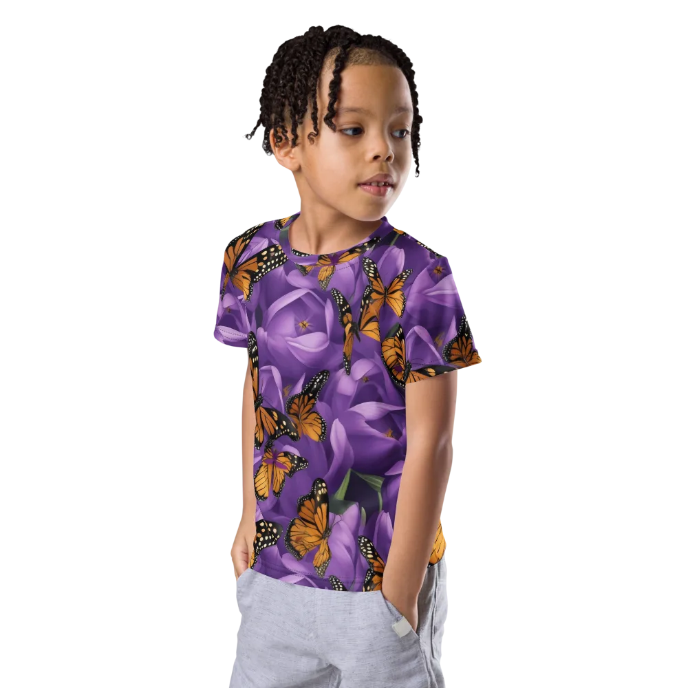 Monarch Violet on Kids Crew Neck T-Shirt — Left Front