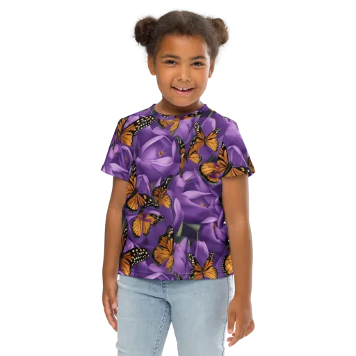 Monarch Violet on a Kids Crew Neck T-Shirt
