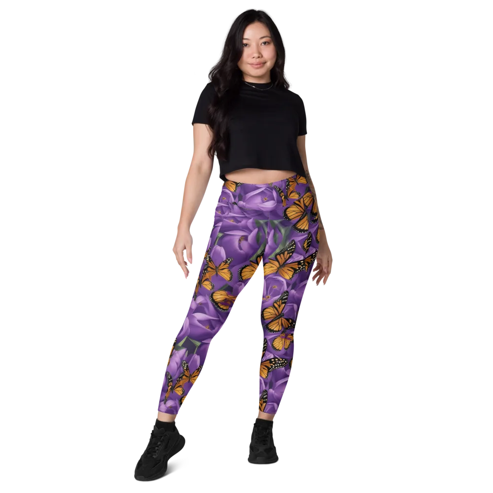 Monarch Violet on Leggings with Pockets — Front