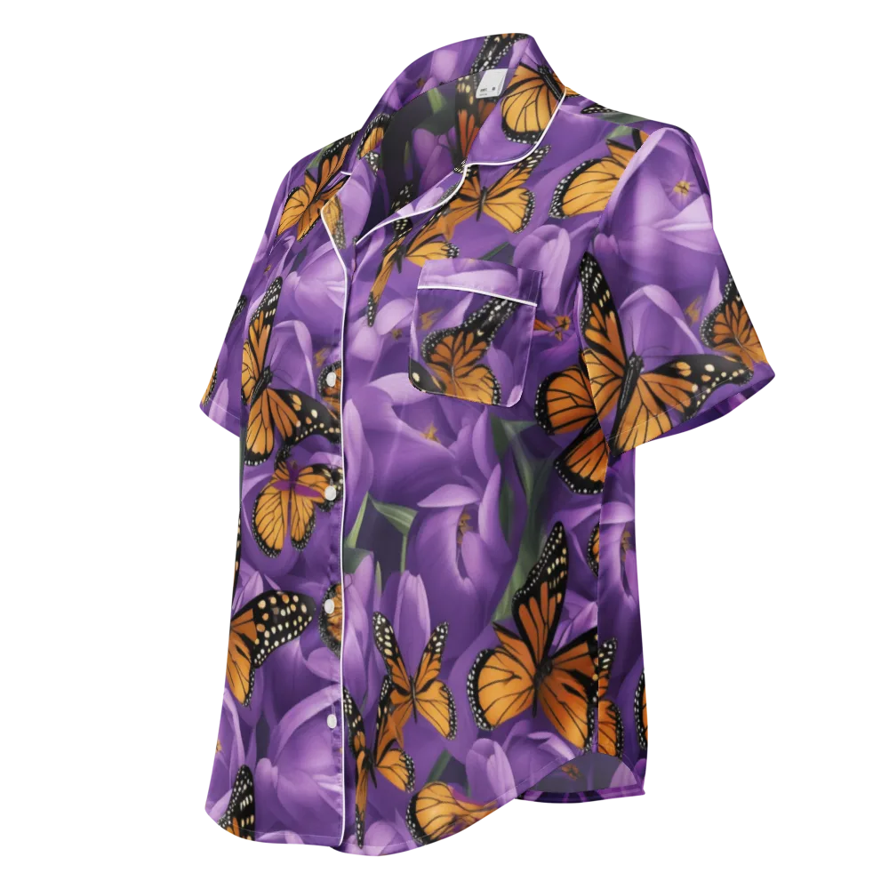 Monarch Violet on Women's Short Sleeve Pajama Top — Left Front