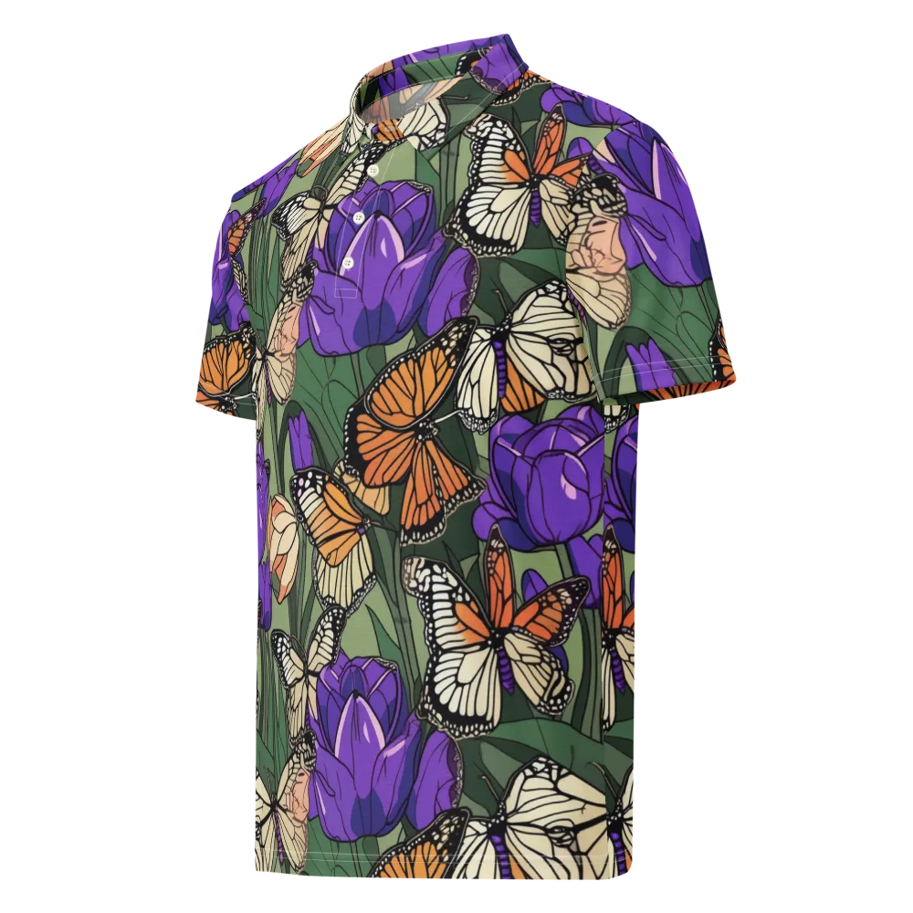 Monarch Iris on Men's Slim Fit Polo Shirt — Left Front