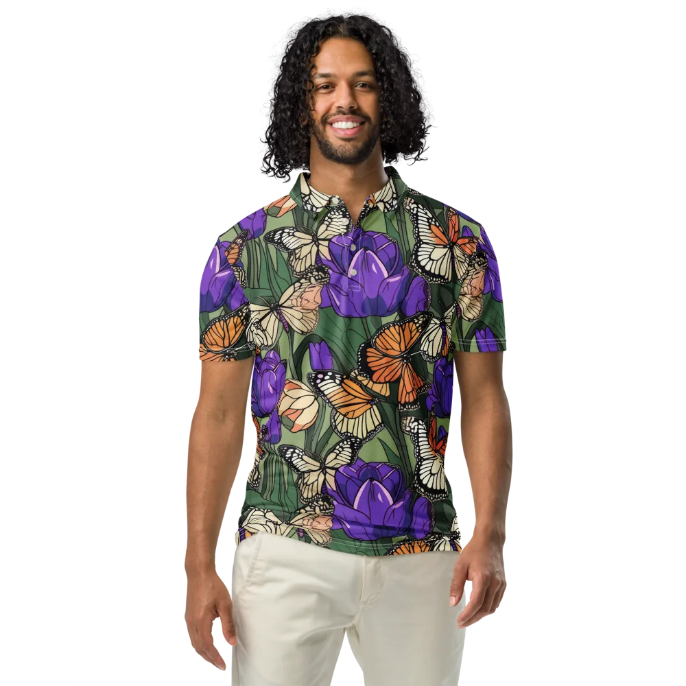 Monarch Iris on Men's Slim Fit Polo Shirt — Front