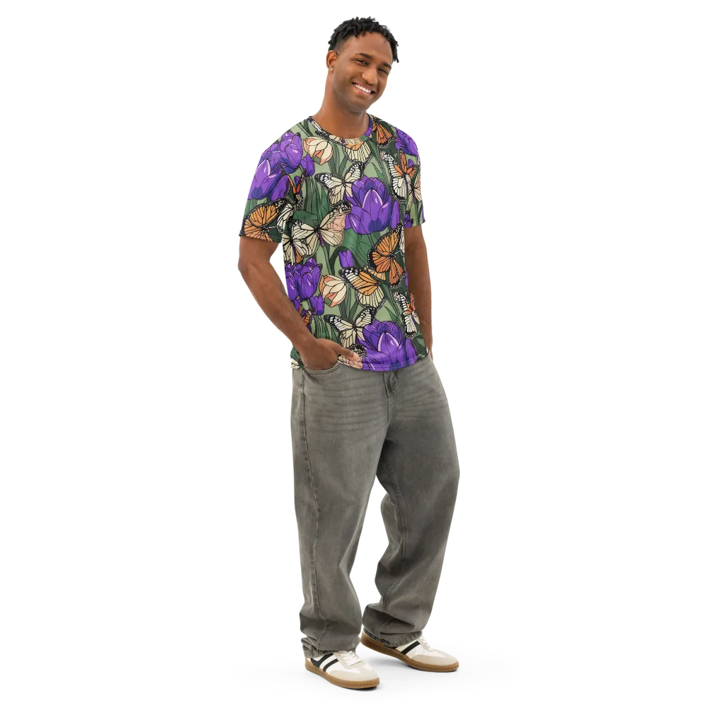 Monarch Iris on Men's Cotton Crew Neck T-Shirt — Right Front