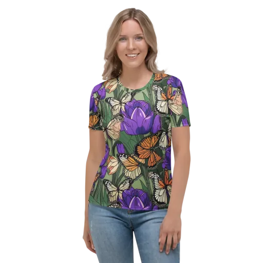 Monarch Iris on a Women's Crew Neck T-Shirt