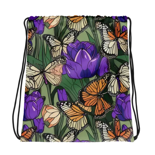 Monarch Iris on a Drawstring Bag