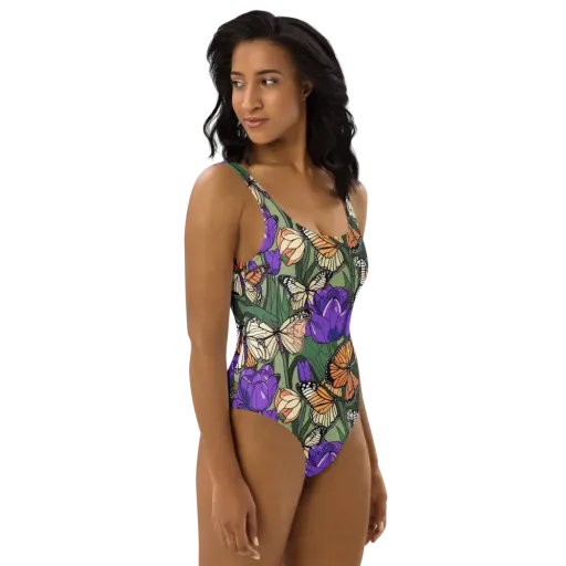 Monarch Iris on a One-Piece Swimsuit