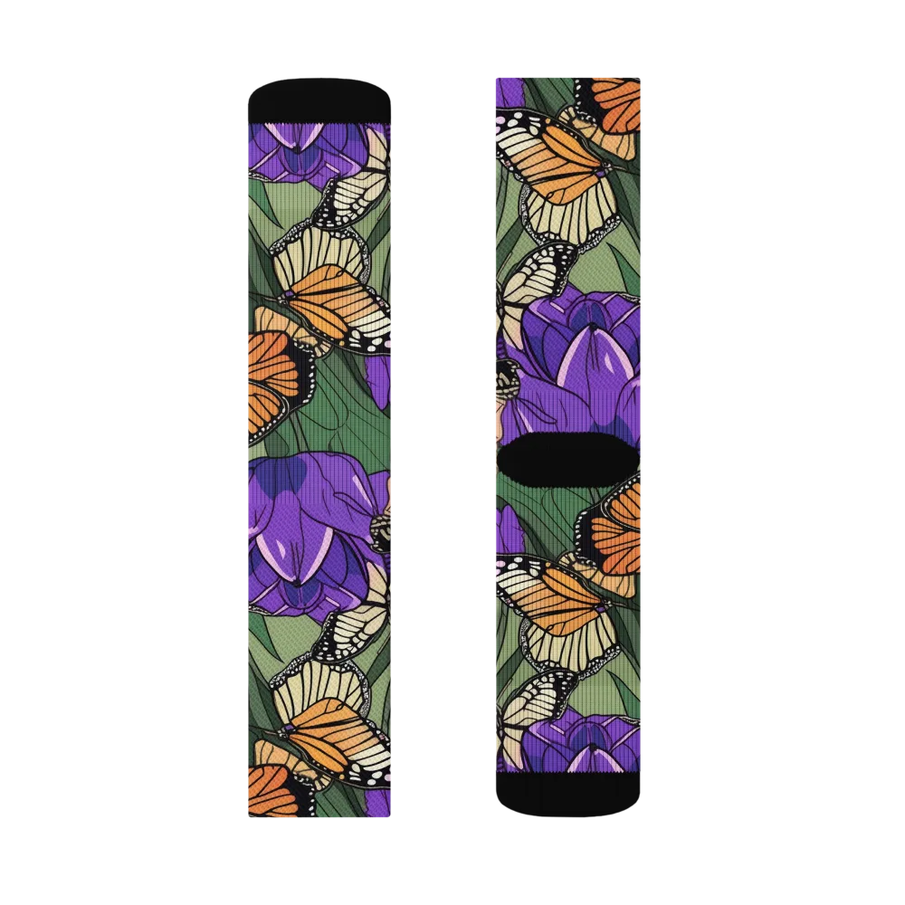 Monarch Iris on Socks — Left Sock