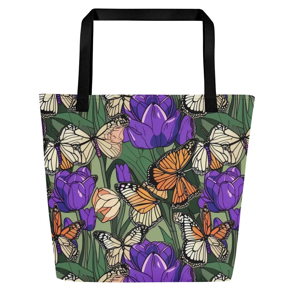 Monarch Iris on Large Tote Bag W/ Pocket — Front