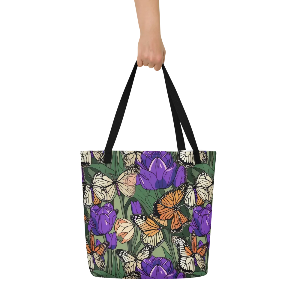 Monarch Iris on Large Tote Bag W/ Pocket — Front