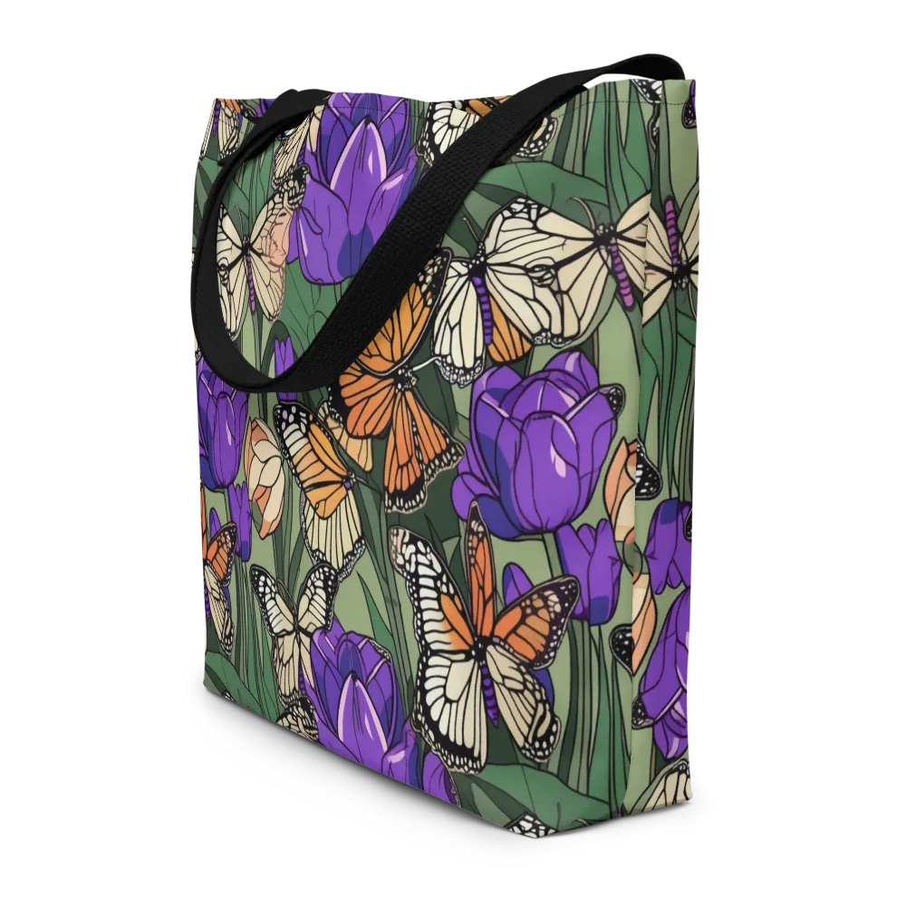 Monarch Iris on Large Tote Bag W/ Pocket — Front