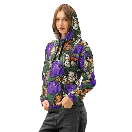 Monarch Iris on a Cotton Hoodie