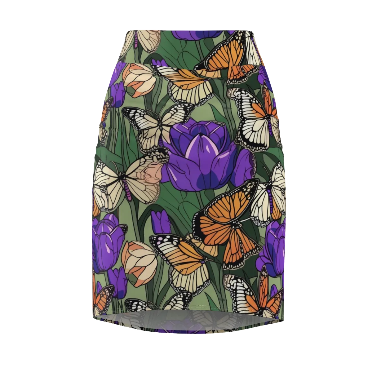 Monarch Iris on Pencil Skirt — Front