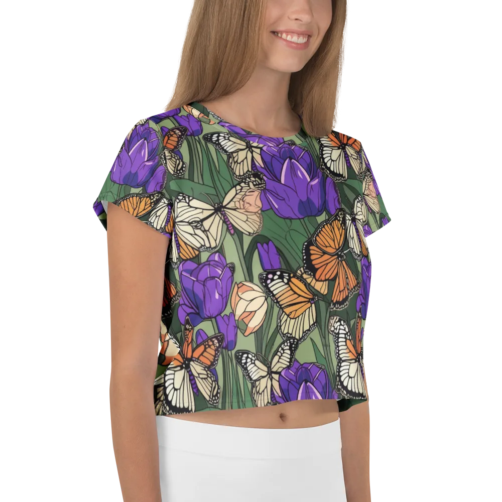 Monarch Iris on Crop Tee — Right