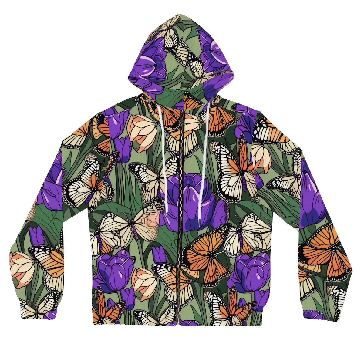 Monarch Iris on Women's Full-Zip Hoodie — Front
