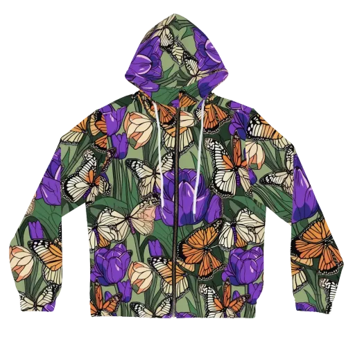 Monarch Iris on a Women's Full-Zip Hoodie