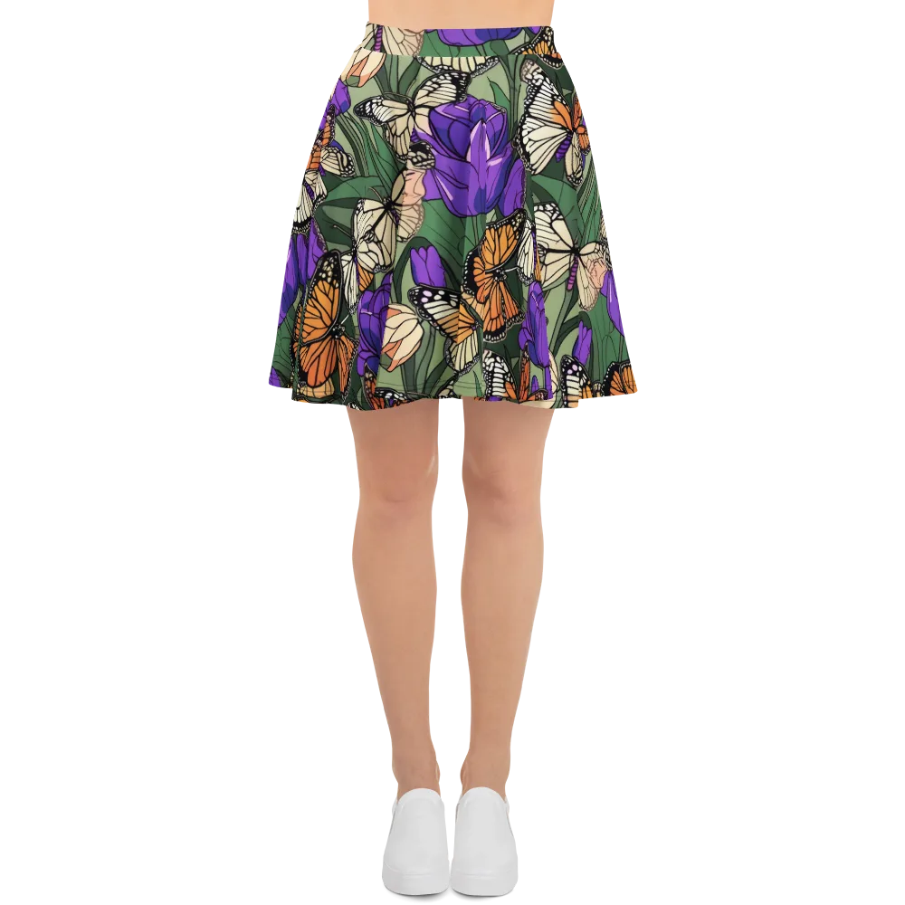 Monarch Iris on Skater Skirt — Front