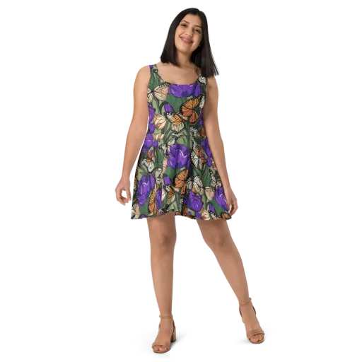 Monarch Iris on a Skater Dress