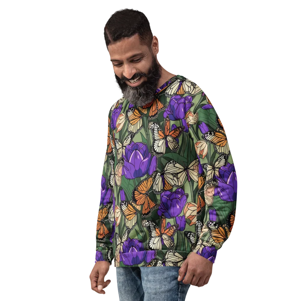 Monarch Iris on Sweatshirt — Left Front